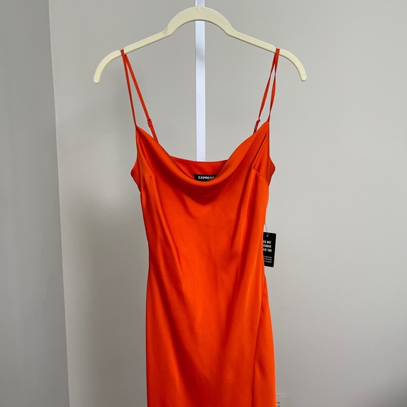 Express Satin Cowl Neck Asymmetrical Hem Maxi Slip Dress NWT - Picture 7 of 9